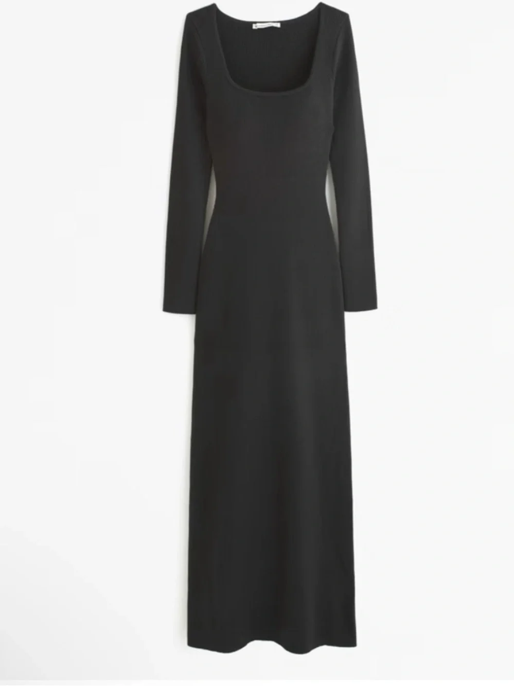 Abercrombie & Fitch Black Ribbed Long-Sleeve Square Neck Maxi 25579